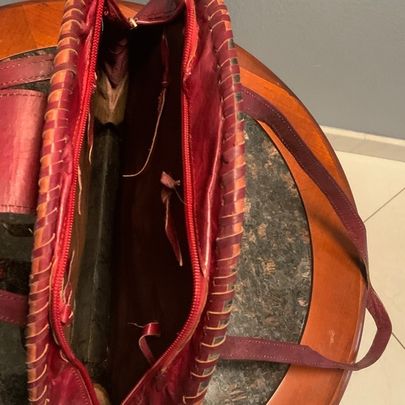 Authentic African Hand Woven Brown and Cream Round Bag. - Picture 7 of 11